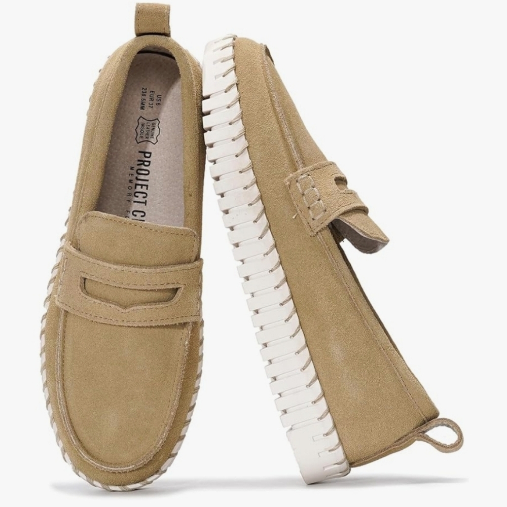 Project C Women's Tan Suede Loafers
